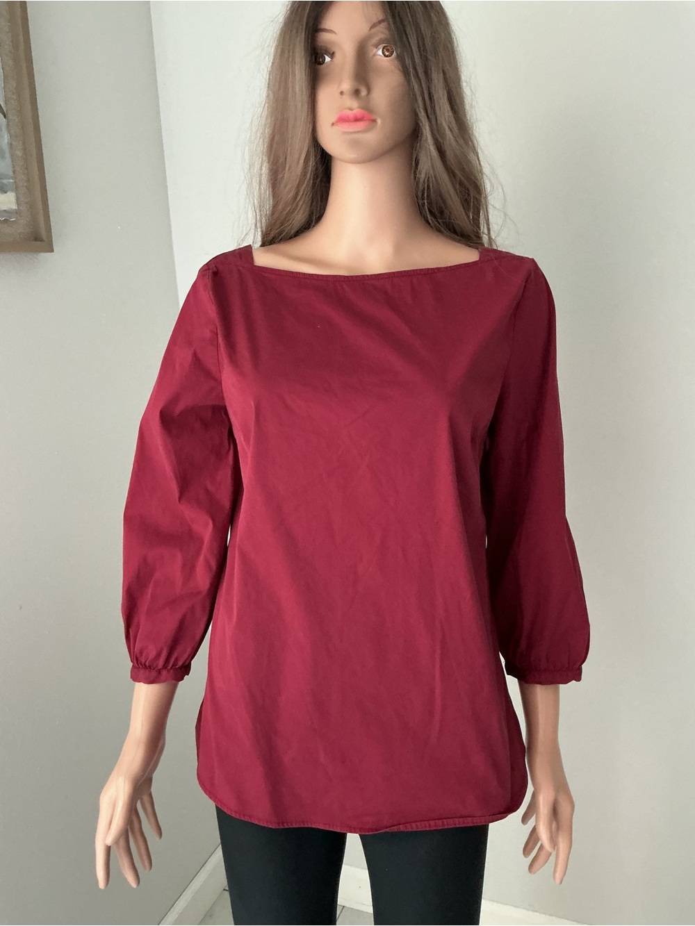 Banana Republic Boatneck Long Sleeve Top in Wine